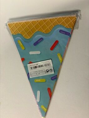 Ice Cream Cone Party Banner - Multicolor Sprinkles